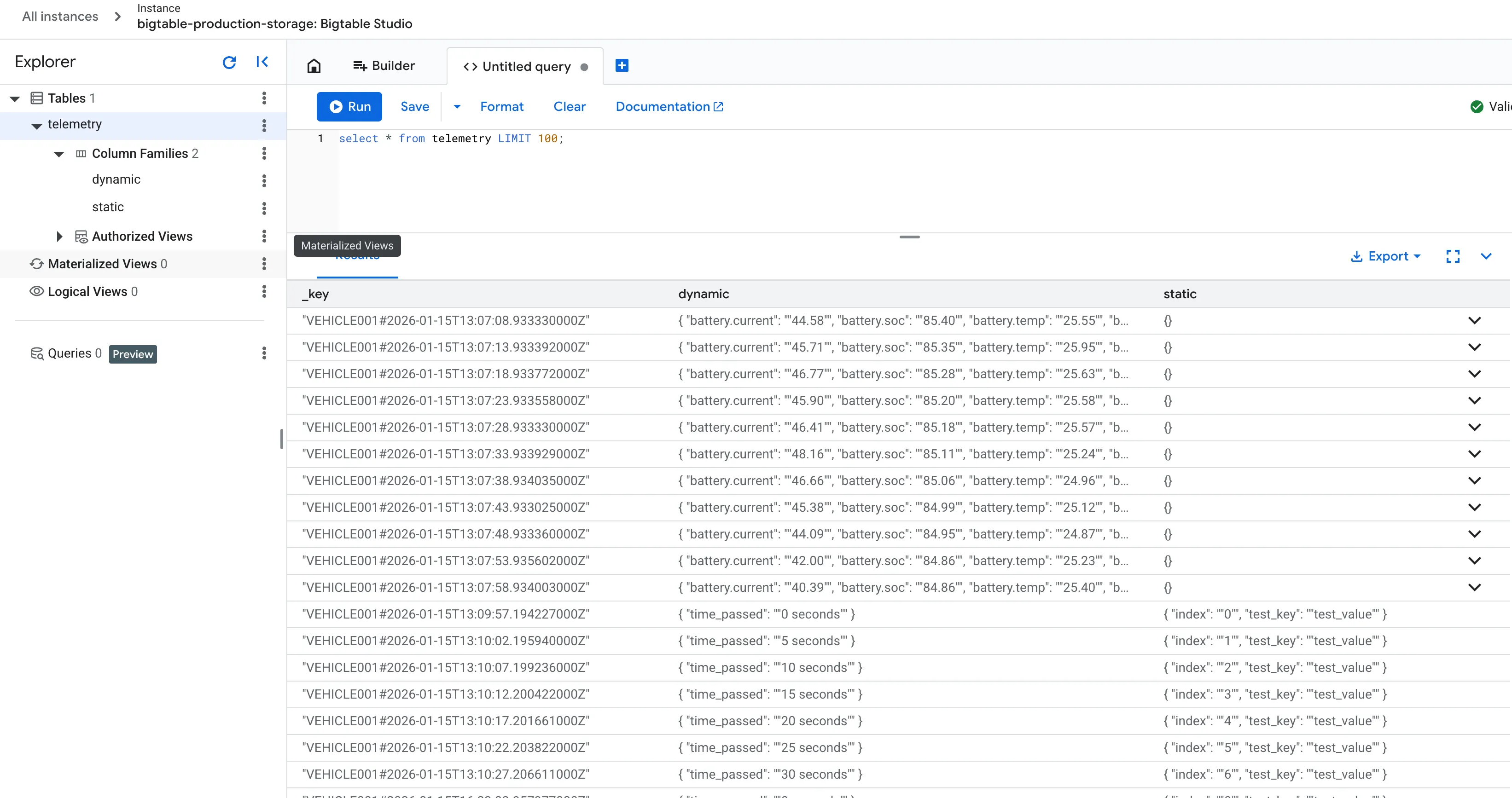 Nexus BigTable Ingested Data
