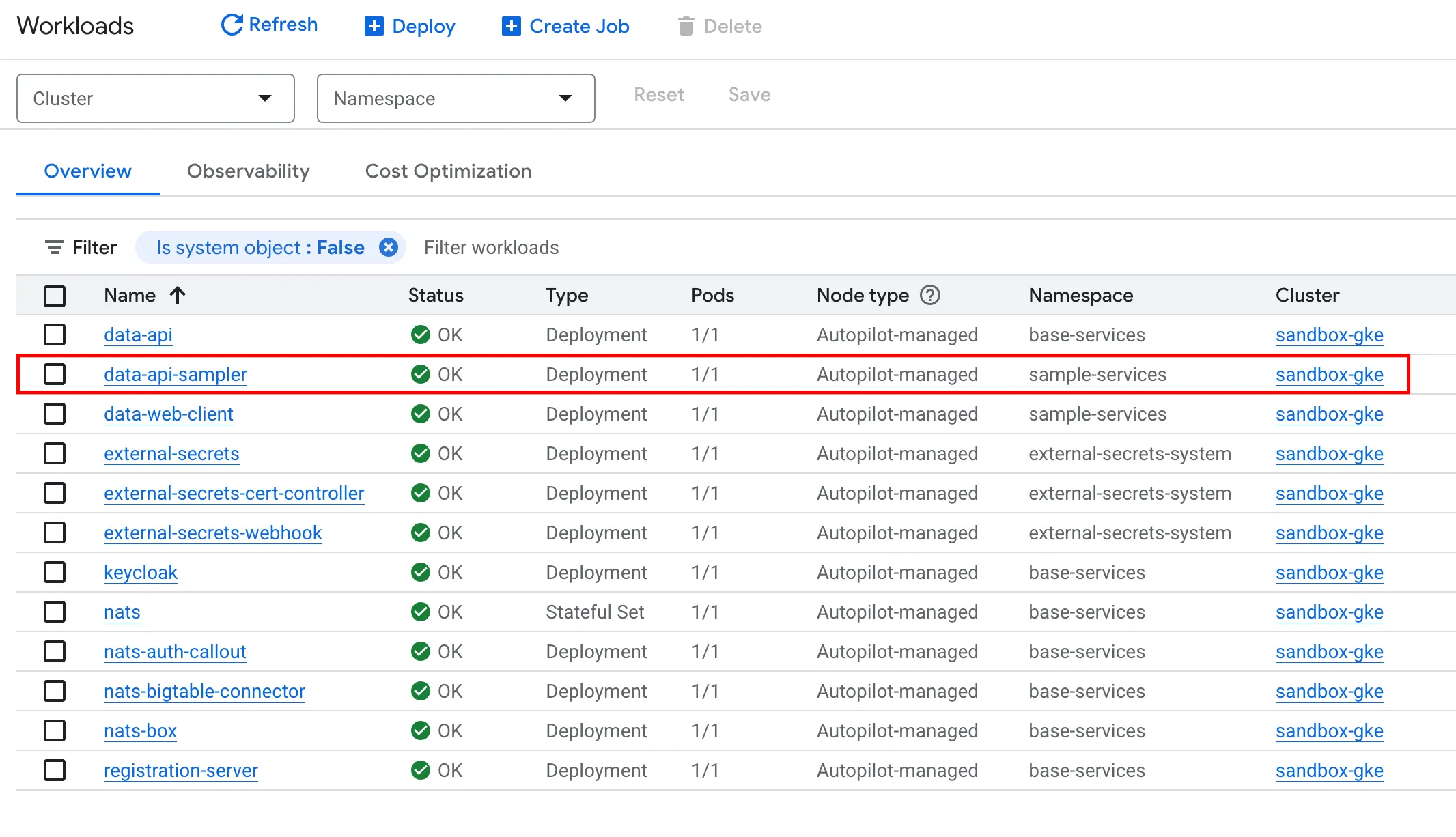 Data API Sampler Deployed