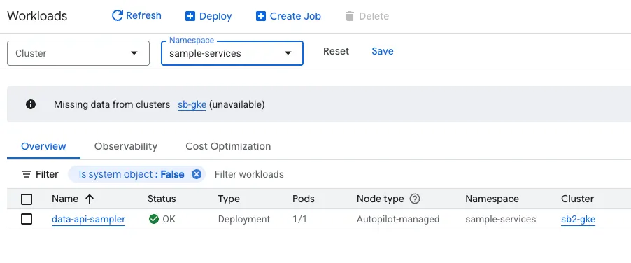 Data API Sampler Deployed