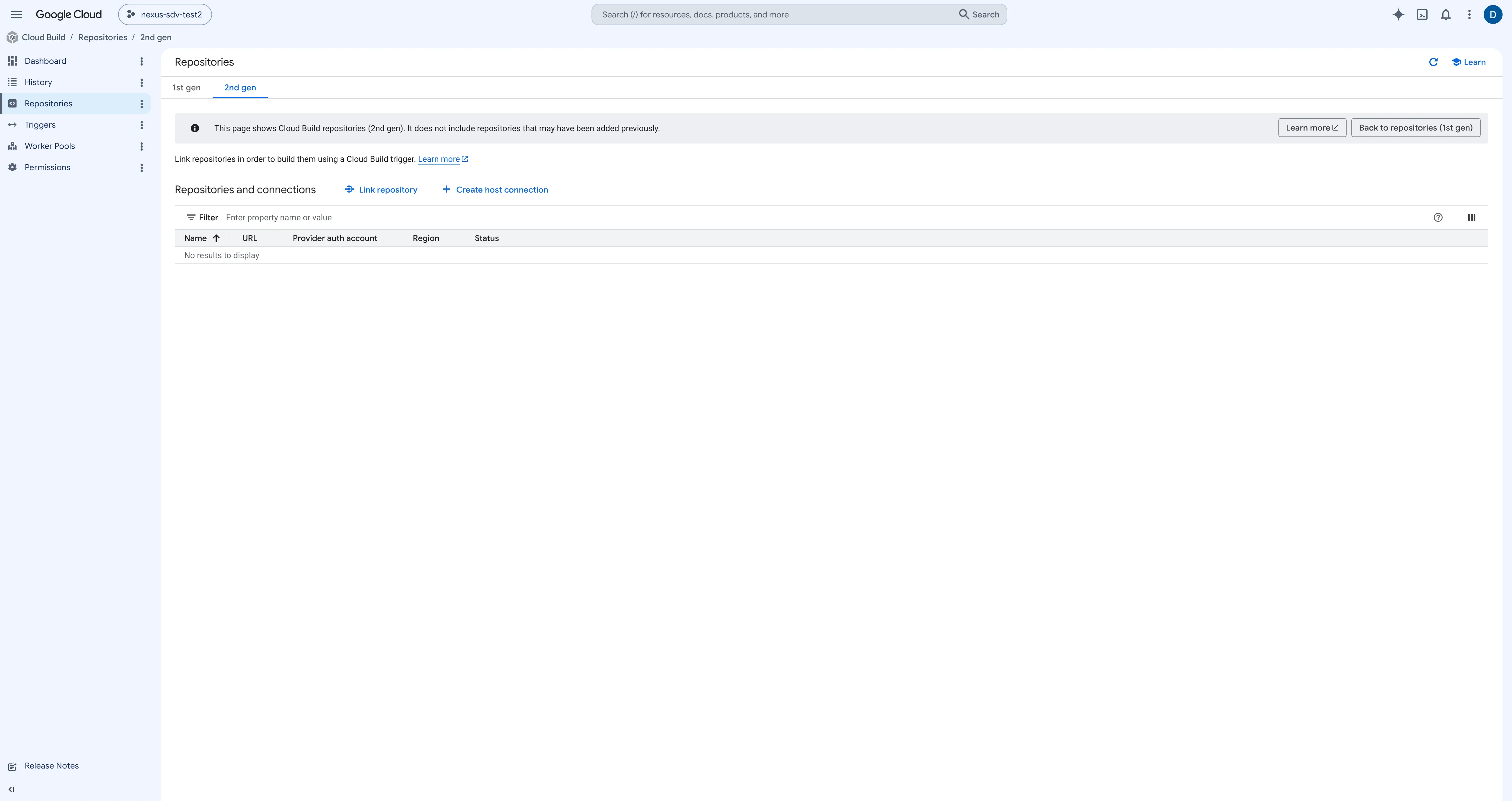 Cloud Build Repositories Dashboard